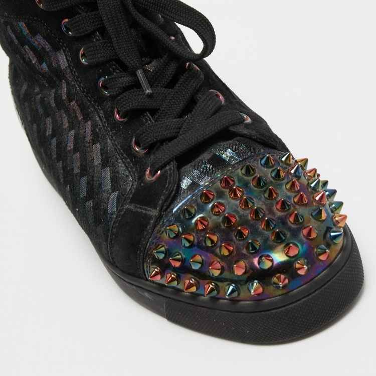 Pre Owned Christian Louboutin Multicolor Suede Louis Spikes Sneakers Size 38