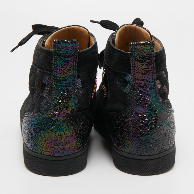 Pre Owned Christian Louboutin Multicolor Suede Louis Spikes Sneakers Size 38