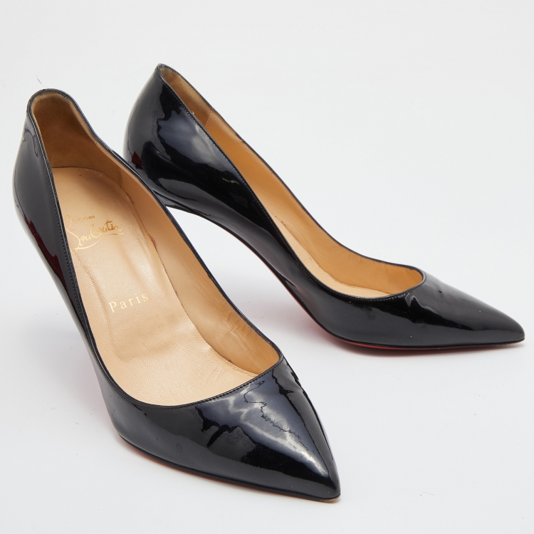 Pre Owned Christian Louboutin Black Patent Leather Pigalle Pointed Toe Pumps Size 39