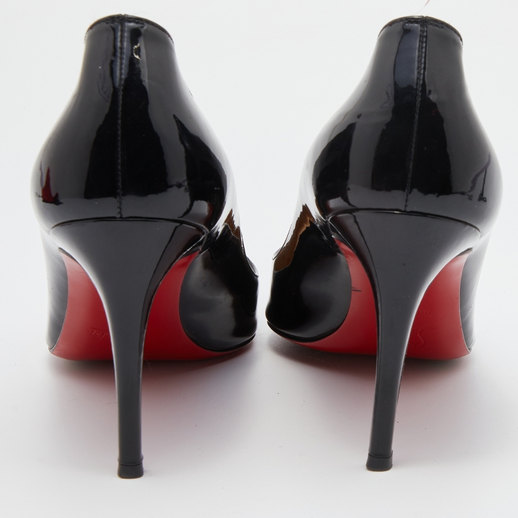 Pre Owned Christian Louboutin Black Patent Leather Pigalle Pointed Toe Pumps Size 39