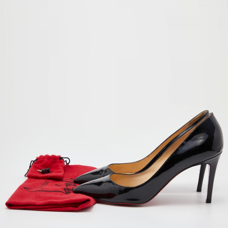 Pre Owned Christian Louboutin Black Patent Leather Pigalle Pointed Toe Pumps Size 39