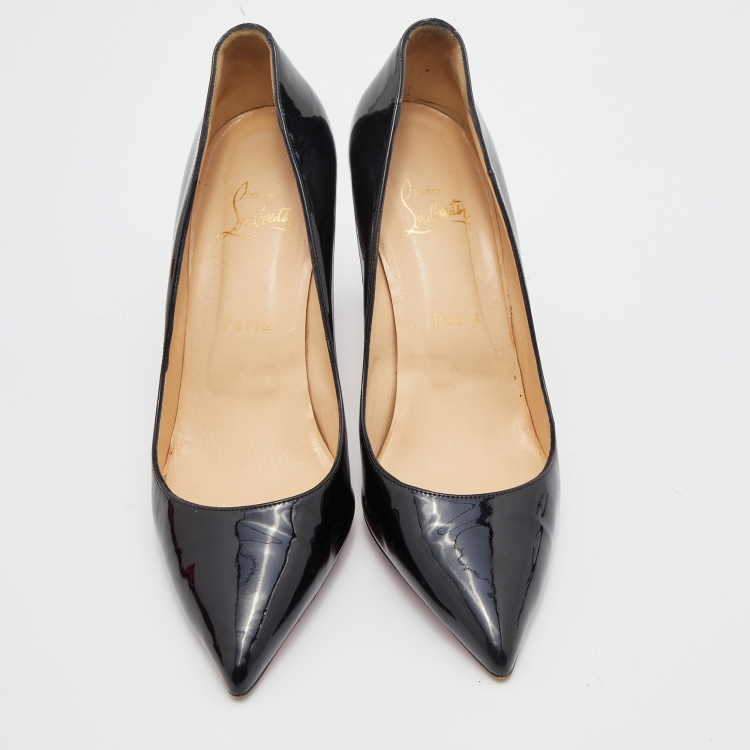 Pre Owned Christian Louboutin Black Patent Leather Pigalle Pointed Toe Pumps Size 39