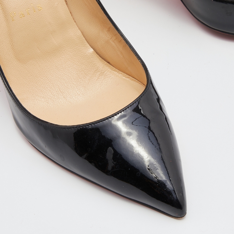Pre Owned Christian Louboutin Black Patent Leather Pigalle Pointed Toe Pumps Size 39