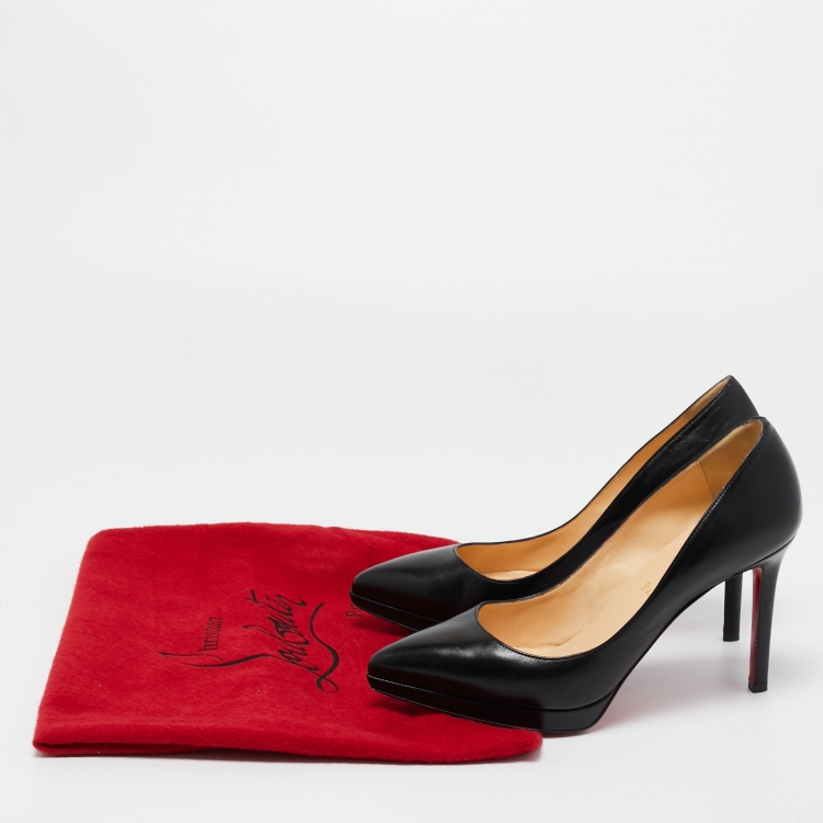 Pre Owned Christian Louboutin Black Leather Pigalle Plato Pumps Size 38.5