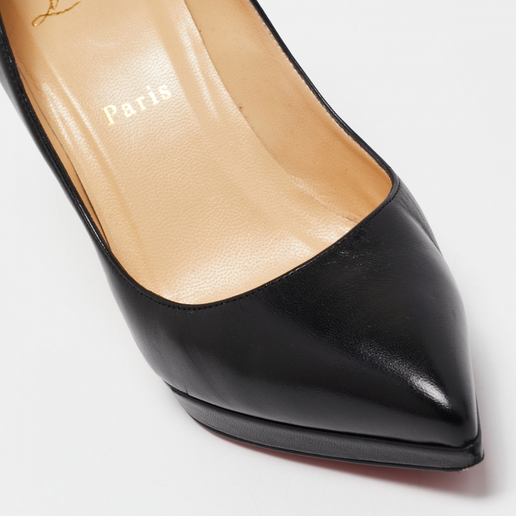 Pre Owned Christian Louboutin Black Leather Pigalle Plato Pumps Size 38.5