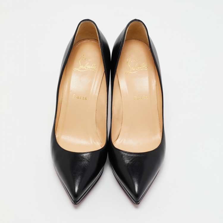 Pre Owned Christian Louboutin Black Leather Pigalle Plato Pumps Size 38.5