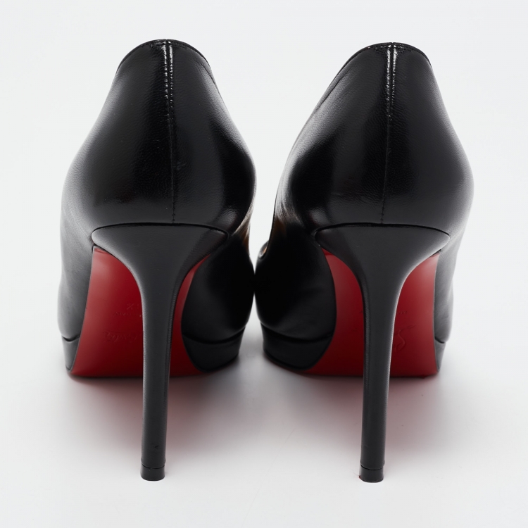 Pre Owned Christian Louboutin Black Leather Pigalle Plato Pumps Size 38.5