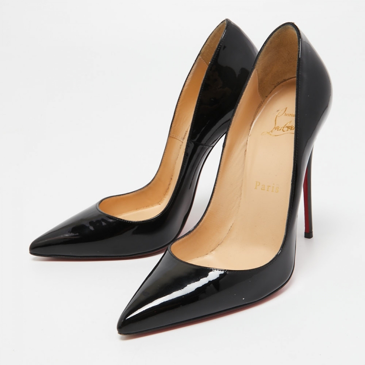 Pre Owned Christian Louboutin Black Patent Leather So Kate Pumps Size 36.5