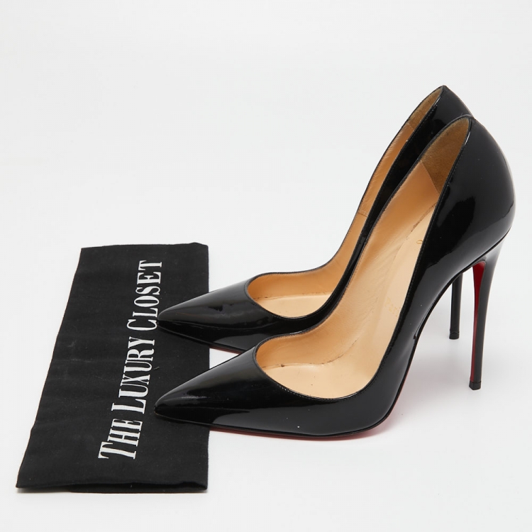 Pre Owned Christian Louboutin Black Patent Leather So Kate Pumps Size 36.5