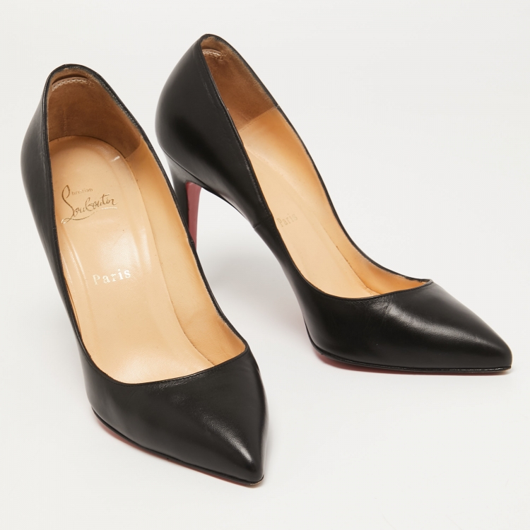 Pre Owned Christian Louboutin Black Leather Pigalle Pumps Size 39