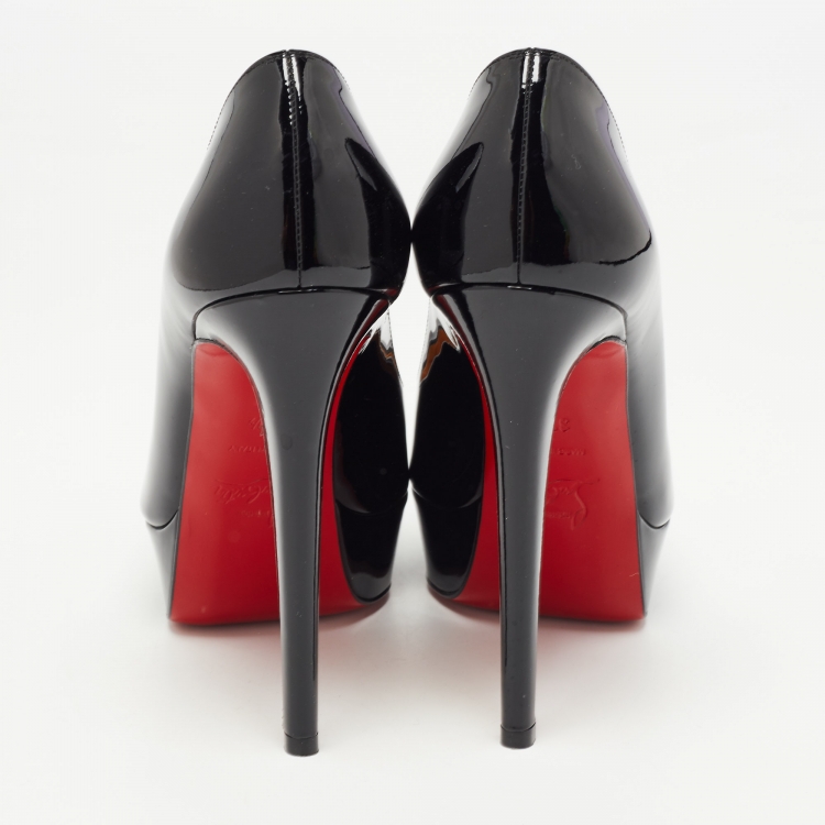 Pre Owned Christian Louboutin Black Patent Bianca Platform Pumps Size 37.5