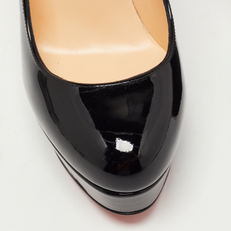 Pre Owned Christian Louboutin Black Patent Bianca Platform Pumps Size 37.5