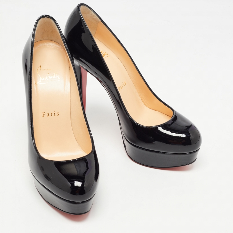 Pre Owned Christian Louboutin Black Patent Bianca Platform Pumps Size 37.5