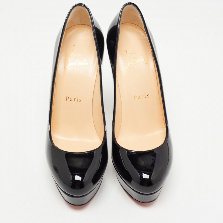 Pre Owned Christian Louboutin Black Patent Bianca Platform Pumps Size 37.5