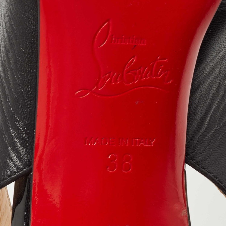 Pre Owned Christian Louboutin Black Leather and Mesh Miluna Slingback Pumps Size 38