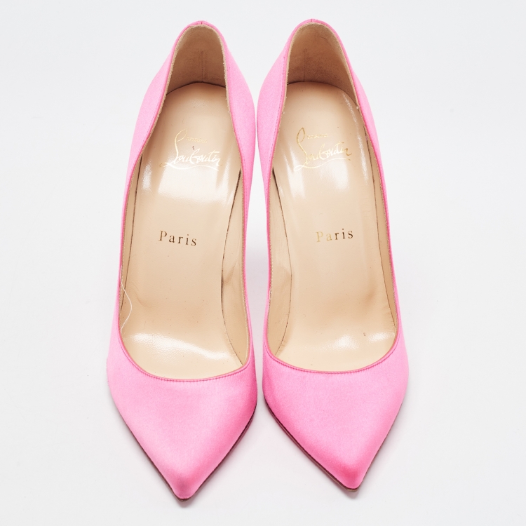 Pre Owned Christian Louboutin Pink Satin Pigalle Follies Pumps Size 38
