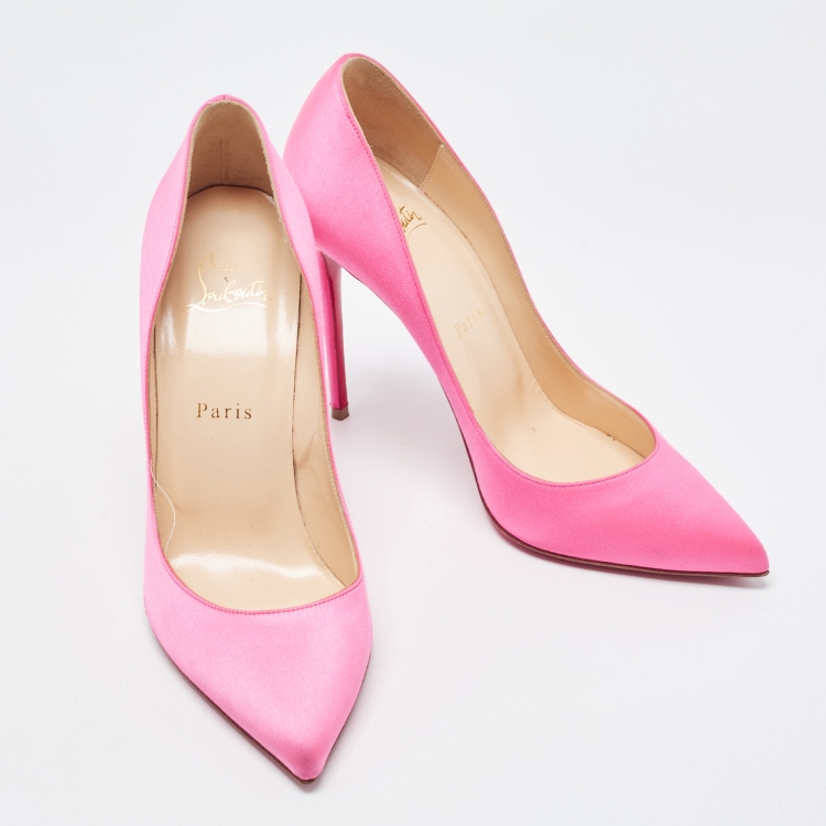 Pre Owned Christian Louboutin Pink Satin Pigalle Follies Pumps Size 38