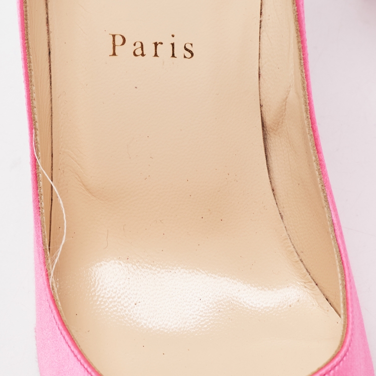 Pre Owned Christian Louboutin Pink Satin Pigalle Follies Pumps Size 38