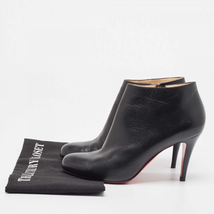 Pre Owned Christian Louboutin Black Leather Belle Ankle Booties Size 39