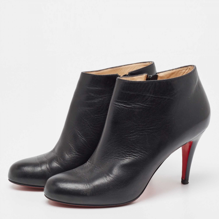 Pre Owned Christian Louboutin Black Leather Belle Ankle Booties Size 39