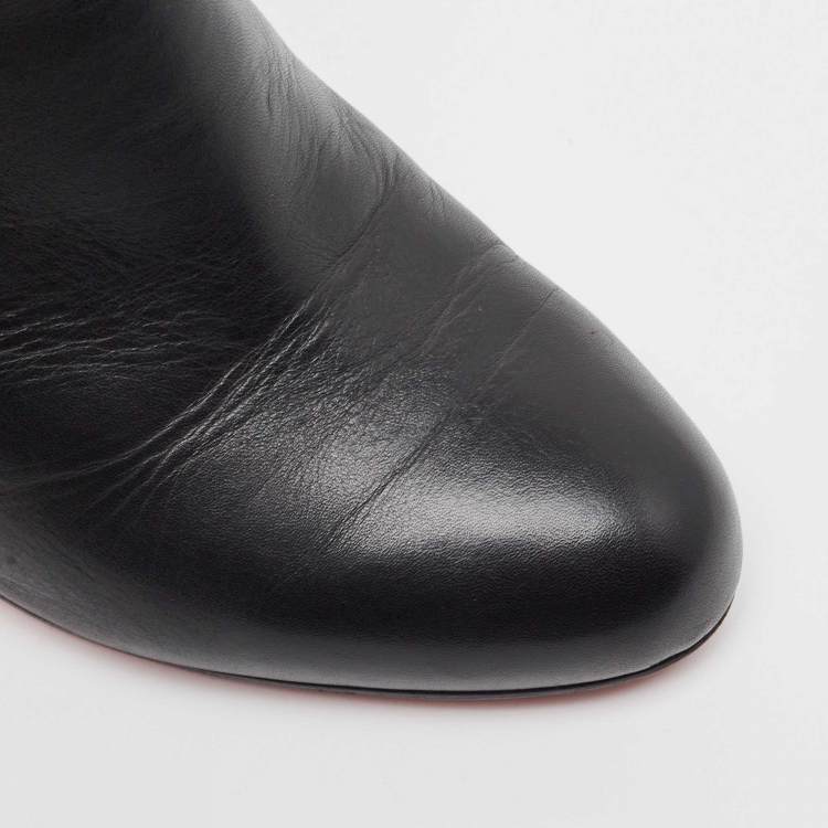 Pre Owned Christian Louboutin Black Leather Belle Ankle Booties Size 39