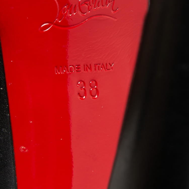 Pre Owned Christian Louboutin Black Leather Knee Length Boots Size 38