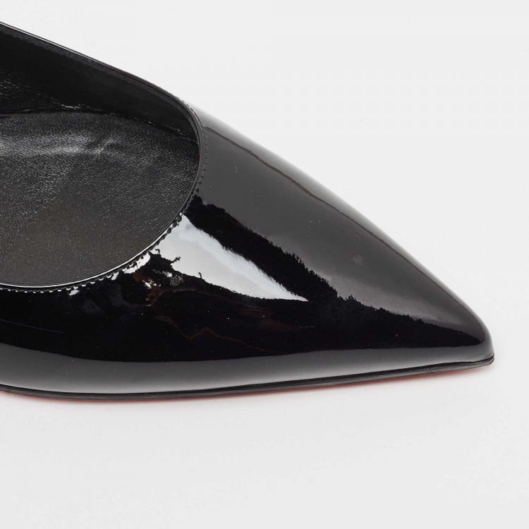 Pre Owned Christian Louboutin Black Patent Leather Hot Chickita Slingback Flats Size 41