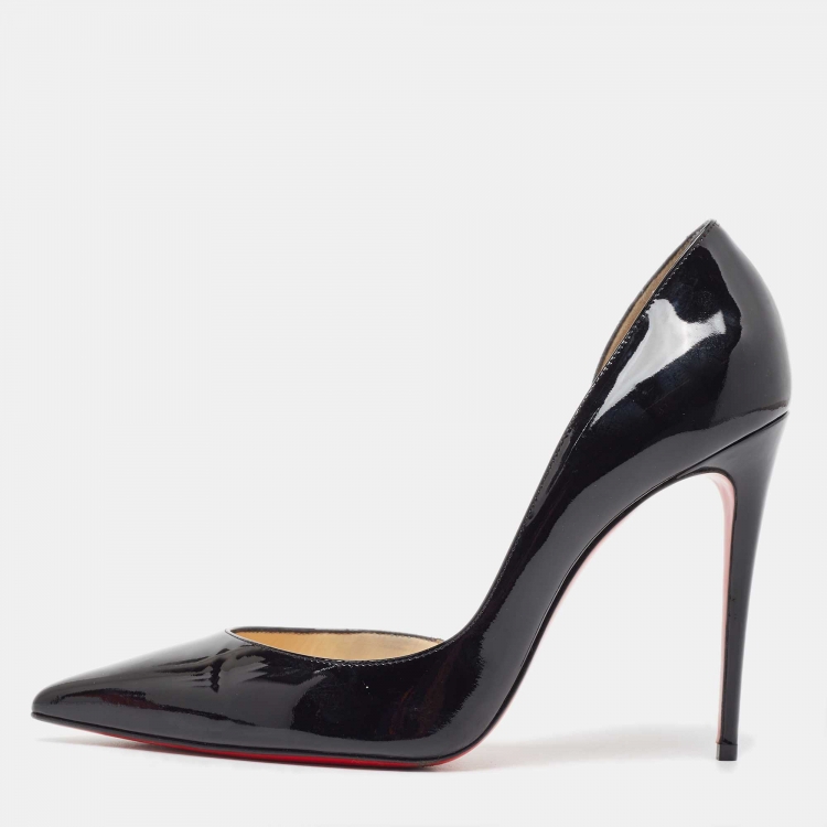 Pre Owned Christian Louboutin Black Patent Leather Iriza Pumps Size 40