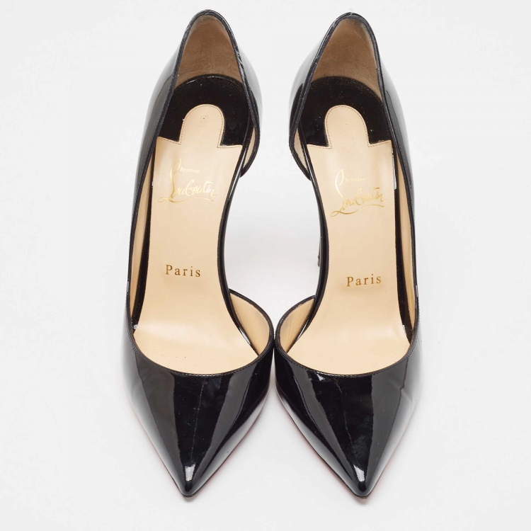 Pre Owned Christian Louboutin Black Patent Leather Iriza Pumps Size 40