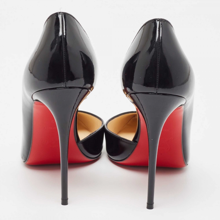 Pre Owned Christian Louboutin Black Patent Leather Iriza Pumps Size 40