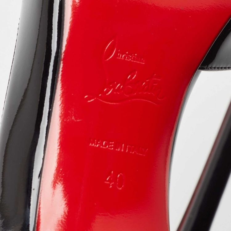 Pre Owned Christian Louboutin Black Patent Leather Iriza Pumps Size 40