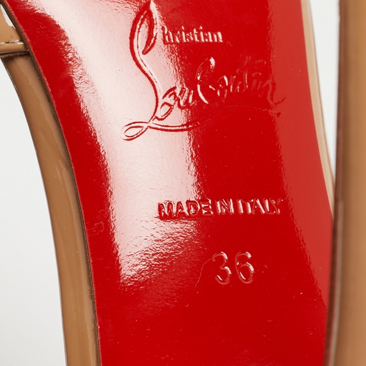 Pre Owned Christian Louboutin Beige Patent Leather Iriza Pumps Size 36