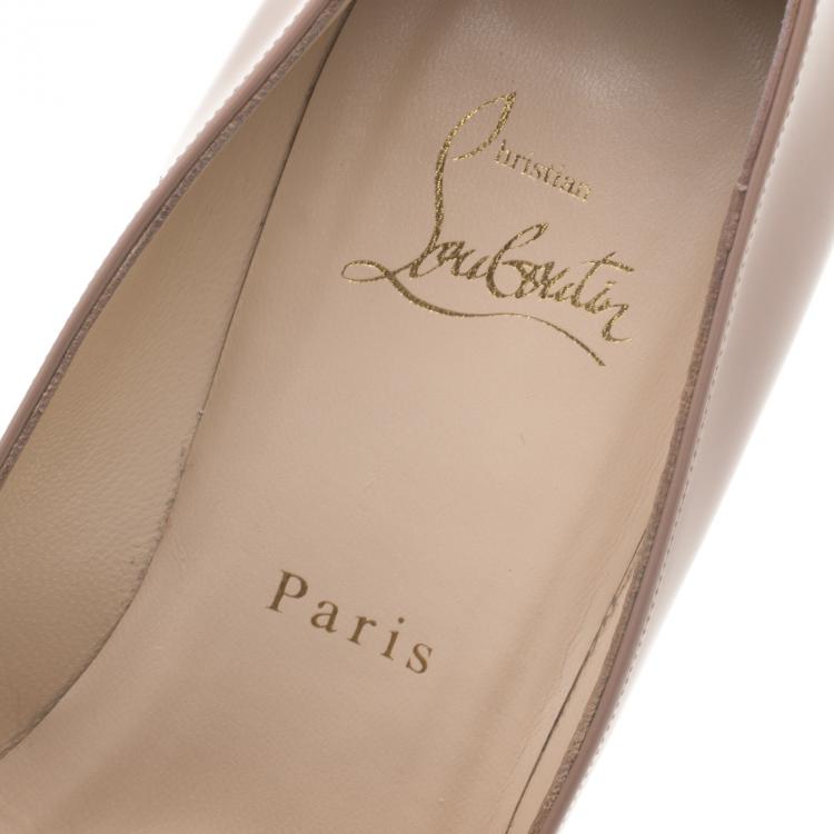 Pre Owned Christian Louboutin Beige Patent Leather Pigalle Pumps Size 37.5