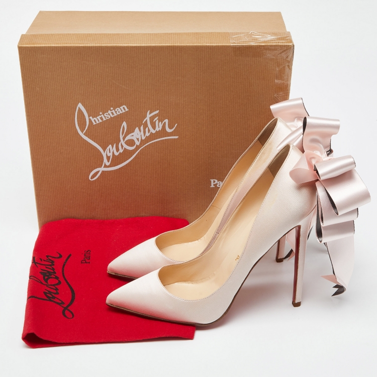 Pre Owned Christian Louboutin Pink Satin Anemone Crepe Pumps Size 40