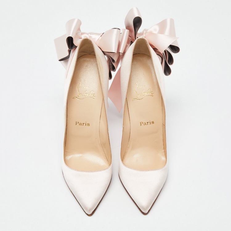 Pre Owned Christian Louboutin Pink Satin Anemone Crepe Pumps Size 40