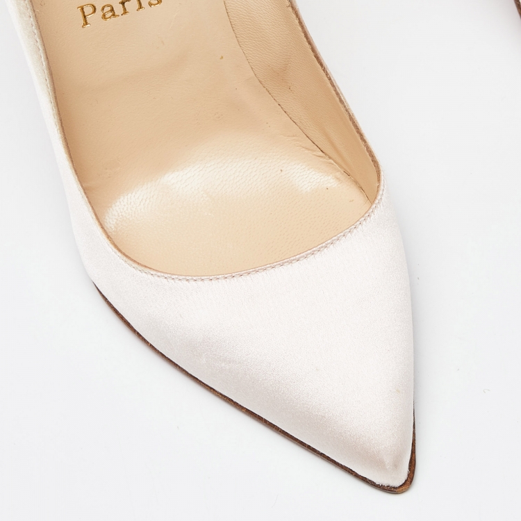 Pre Owned Christian Louboutin Pink Satin Anemone Crepe Pumps Size 40