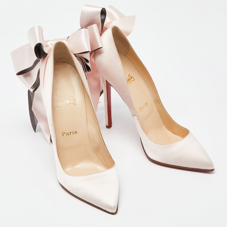 Pre Owned Christian Louboutin Pink Satin Anemone Crepe Pumps Size 40