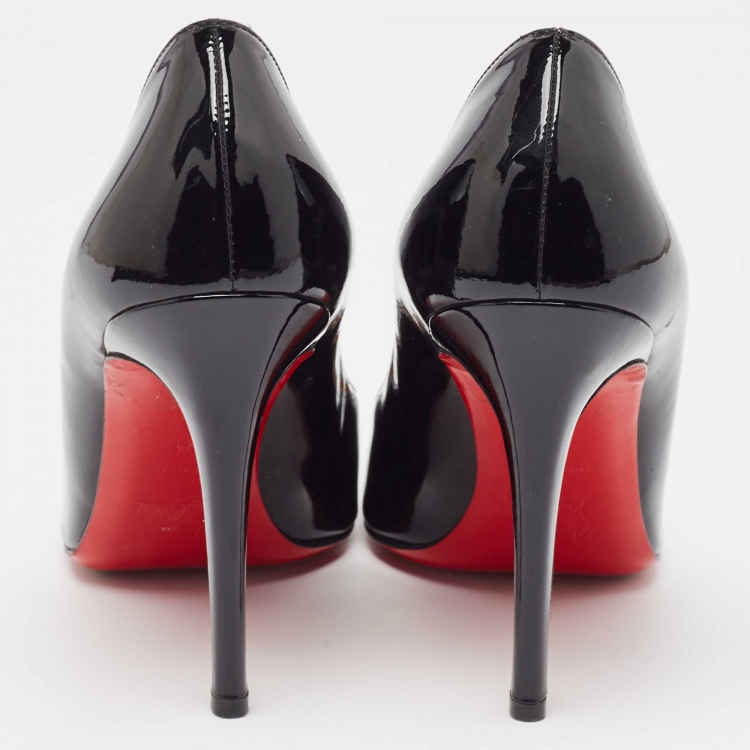 Pre Owned Christian Louboutin Black Patent Leather Simple Pumps Size 41