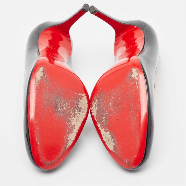 Pre Owned Christian Louboutin Black Patent Leather Simple Pumps Size 41