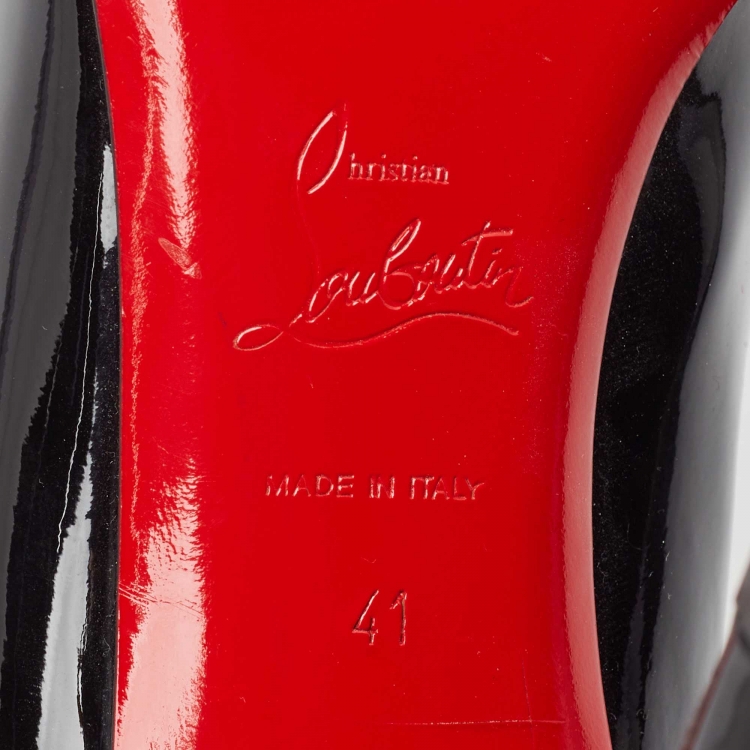 Pre Owned Christian Louboutin Black Patent Leather Simple Pumps Size 41