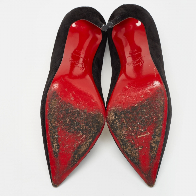 Pre Owned Christian Louboutin Black Suede So Kate Pumps Size 39.5