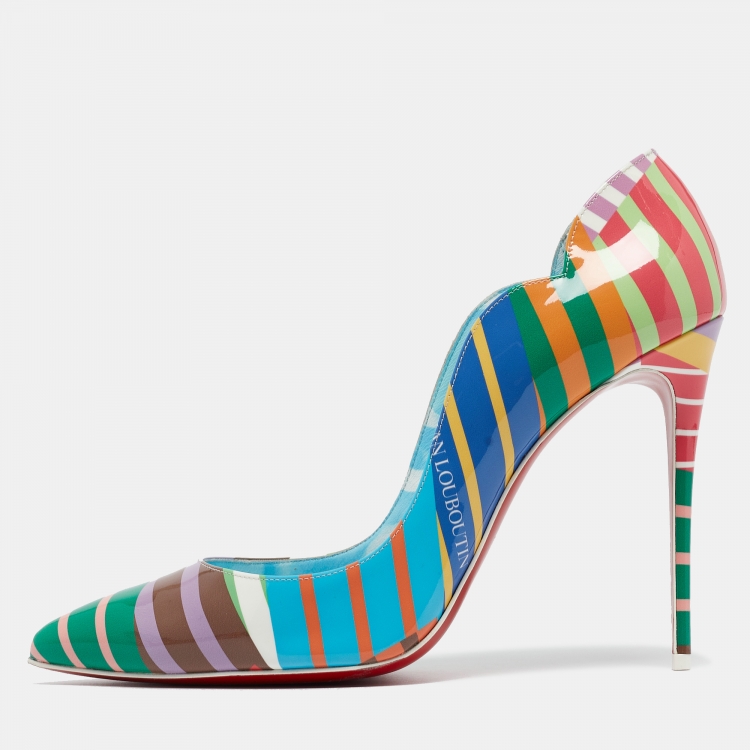 Christian Louboutin Multicolor Printed Patent Leather Hot Chick Pumps Size 42 Christian Louboutin TLC