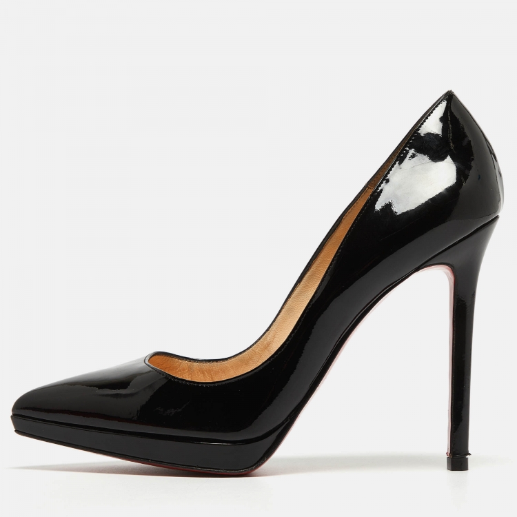 Christian Louboutin Black Patent Leather Pigalle Plato Pumps Size 38.5 Christian Louboutin The Luxury Closet