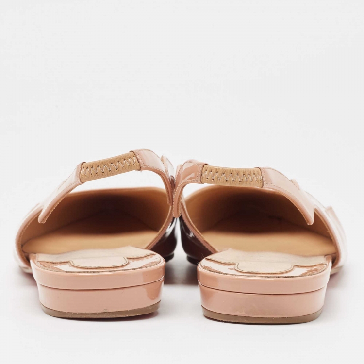 Pre Owned Christian Louboutin Pink Patent Leather Hot Chickita Slingback Flats Size 39.5