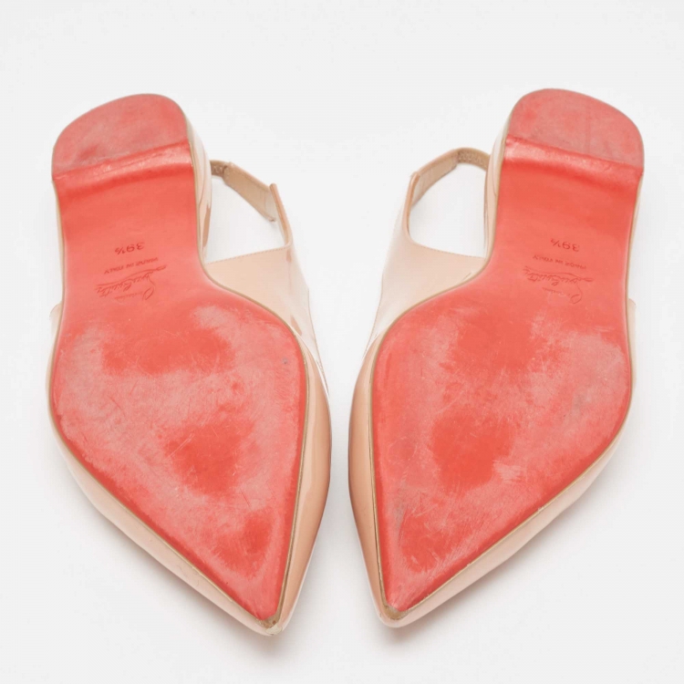 Pre Owned Christian Louboutin Pink Patent Leather Hot Chickita Slingback Flats Size 39.5