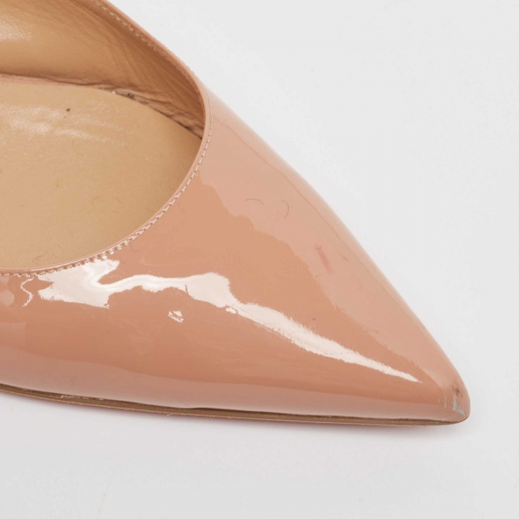 Pre Owned Christian Louboutin Pink Patent Leather Hot Chickita Slingback Flats Size 39.5