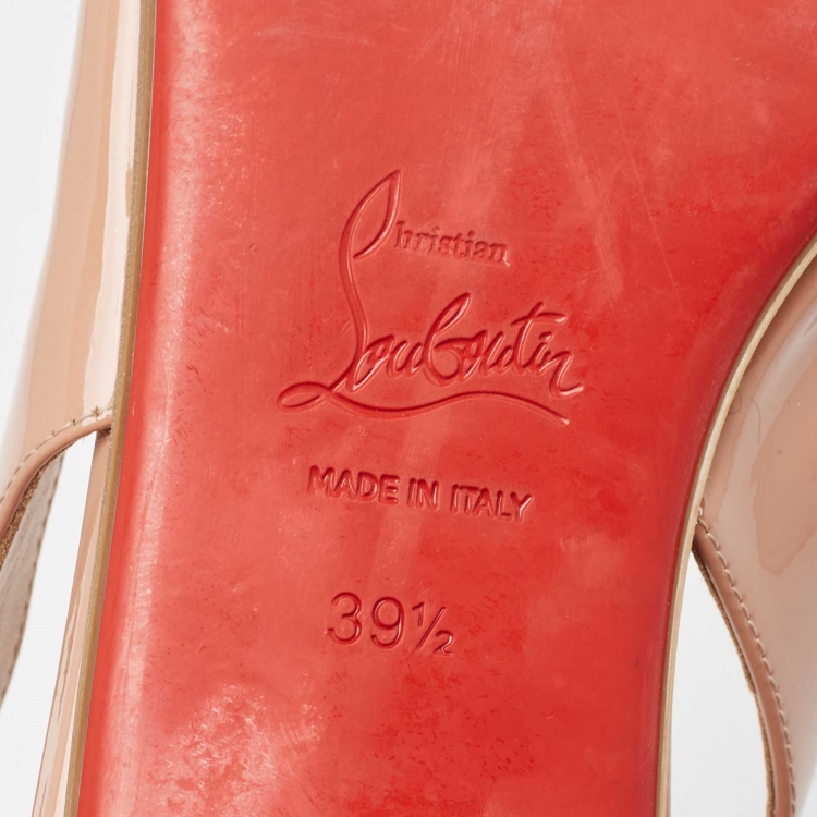 Pre Owned Christian Louboutin Pink Patent Leather Hot Chickita Slingback Flats Size 39.5
