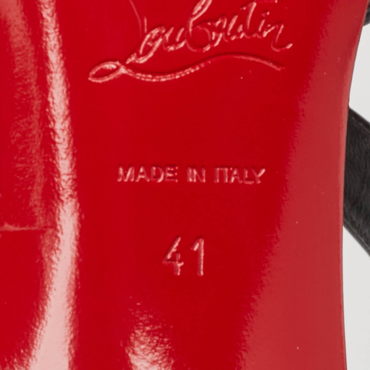 Pre Owned Christian Louboutin Black Leather Choco Lock Mules Size 41