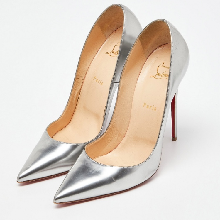 Christian Louboutin Silver Foil Leather So Kate Pointed Toe Pumps Size 42 Christian Louboutin TLC