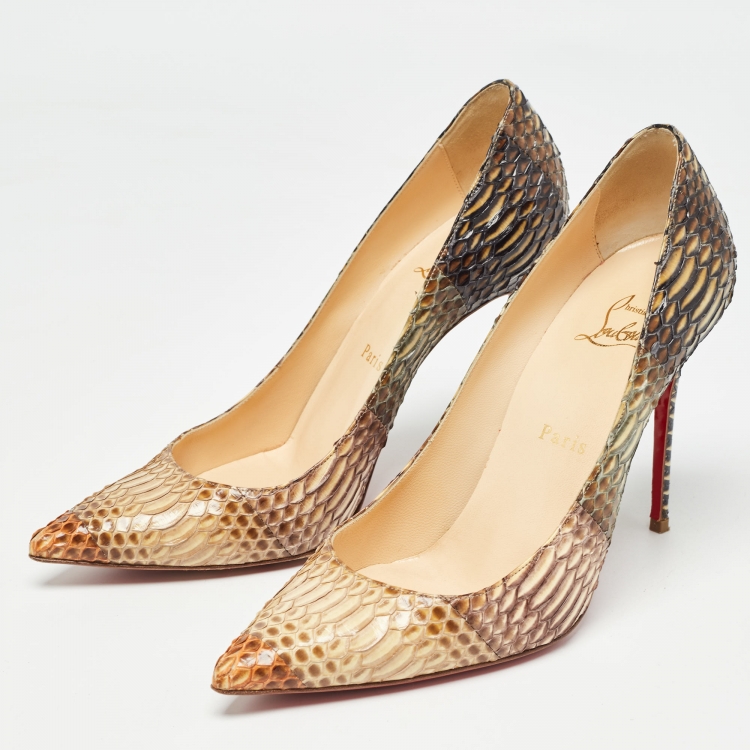 Christian Louboutin Brown Degrade Watersnake Decollete 554 Pumps Size 38.5 Christian Louboutin TLC